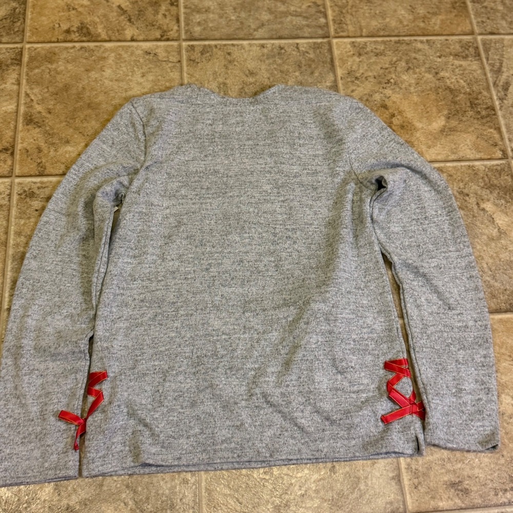 Holiday Time Girls Christmas Unicorn Sweater Gray Reversible Sequins L 10-12 - Picture 8 of 8